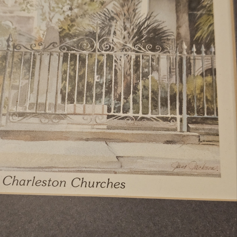 Framed and Matted Charleston, SC Watercolor Prints in Gold Frames - Picture 4 of 6